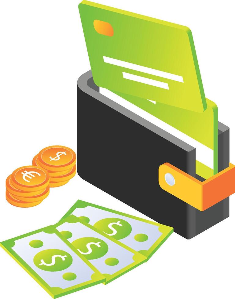 Money and ATM card in wallet vector