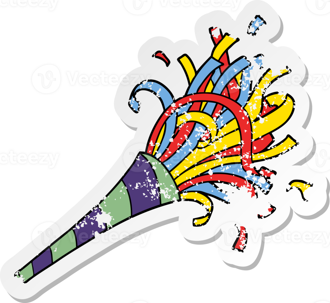 nödställda klistermärke av ett tecknat partyhorn png