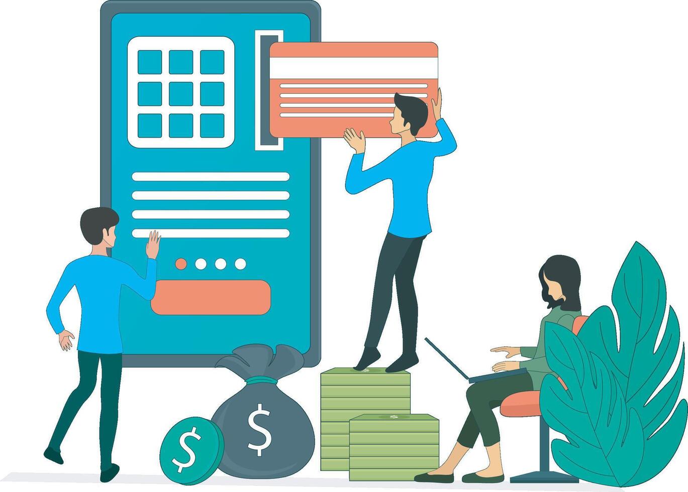 Withdraw money at mobile ATM vector