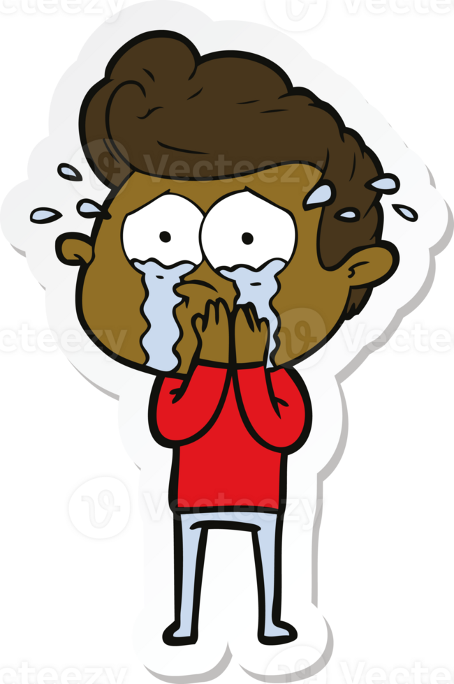 sticker of a concerned crying man png