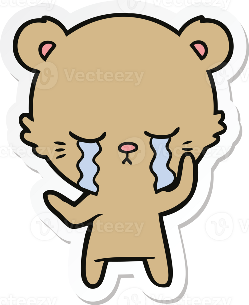sticker of a crying cartoon bear png
