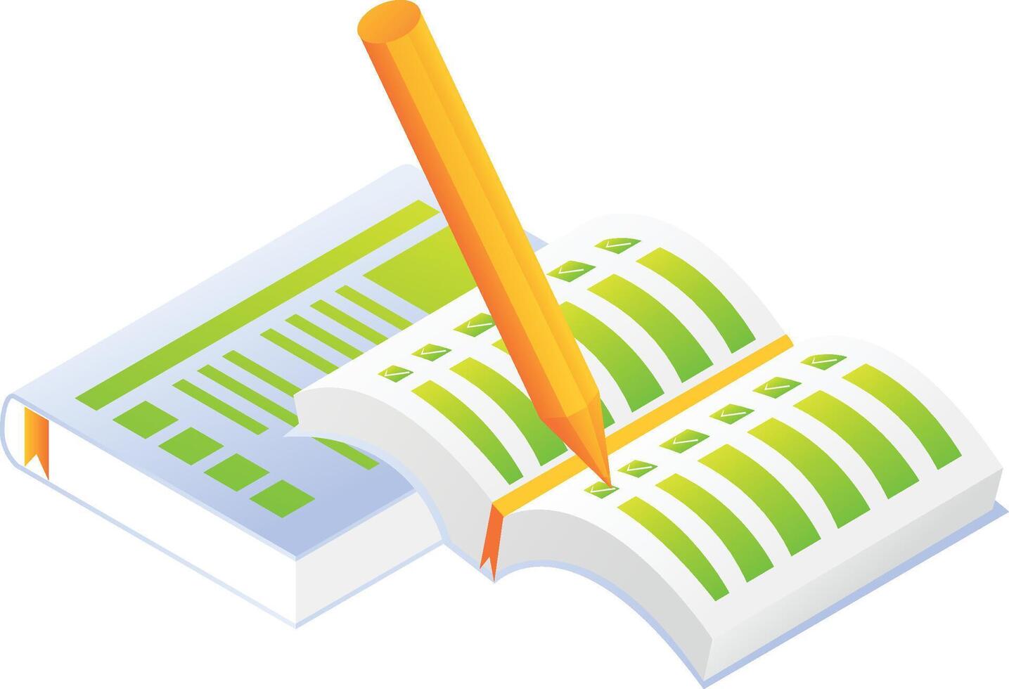 Writing notes in a book with a pencil vector