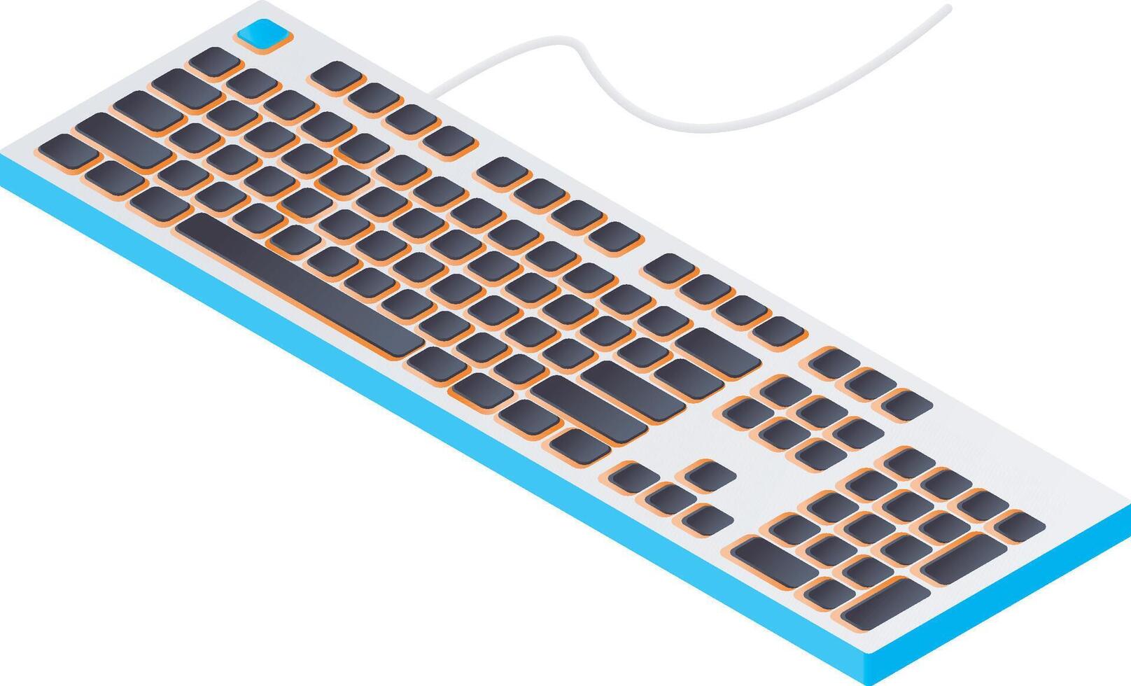 Computer device keyboard of isometric style vector