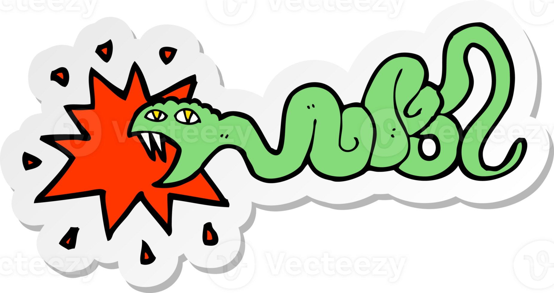 sticker of a cartoon biting snake png