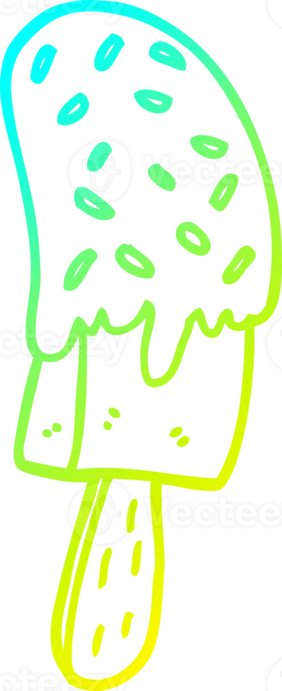 cold gradient line drawing of a cartoon ice cream lolly png
