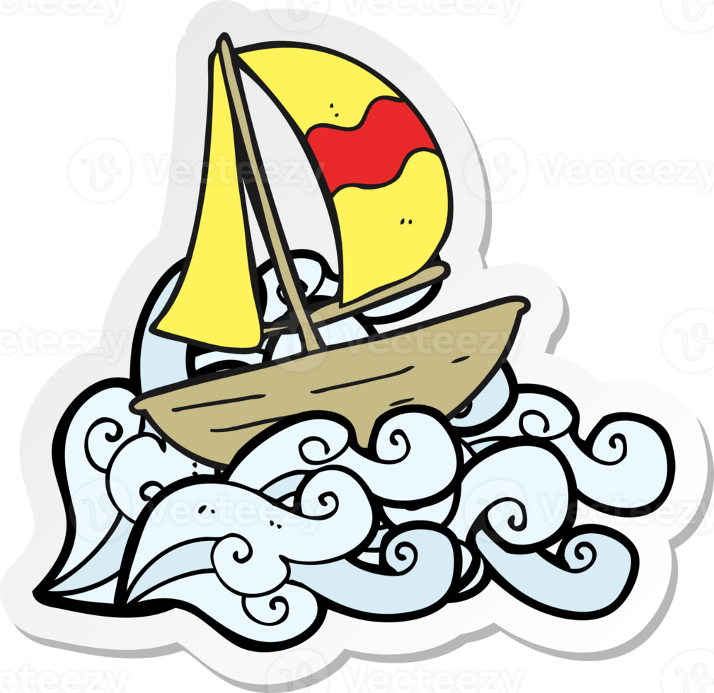 sticker of a cartoon sail ship png