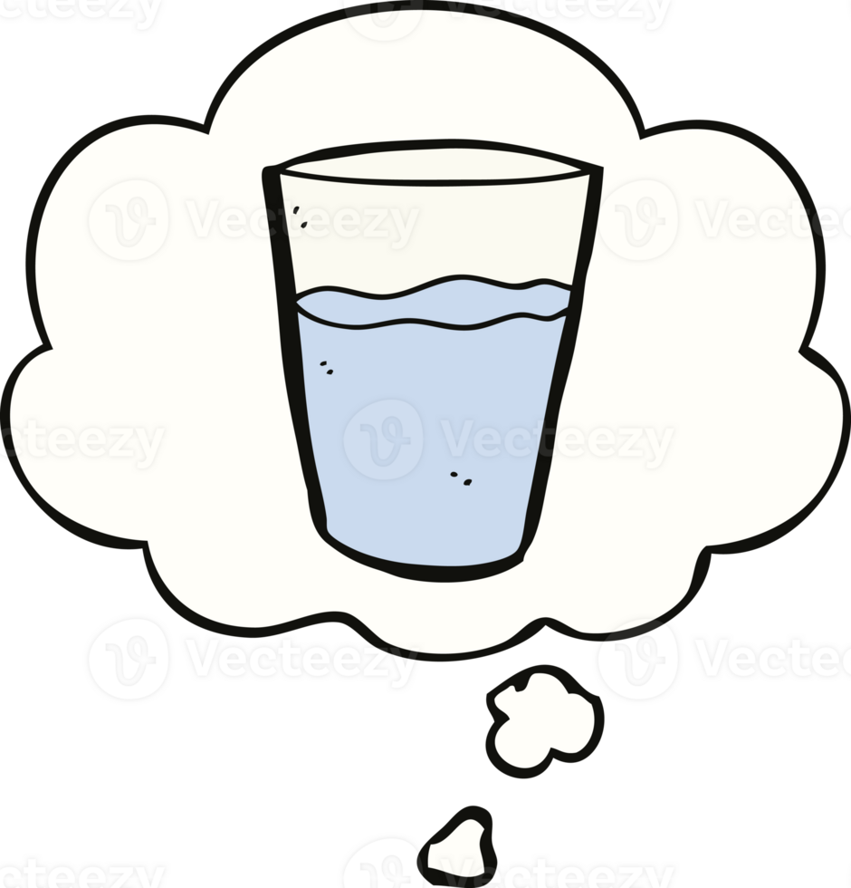 cartoon glass of water with thought bubble png