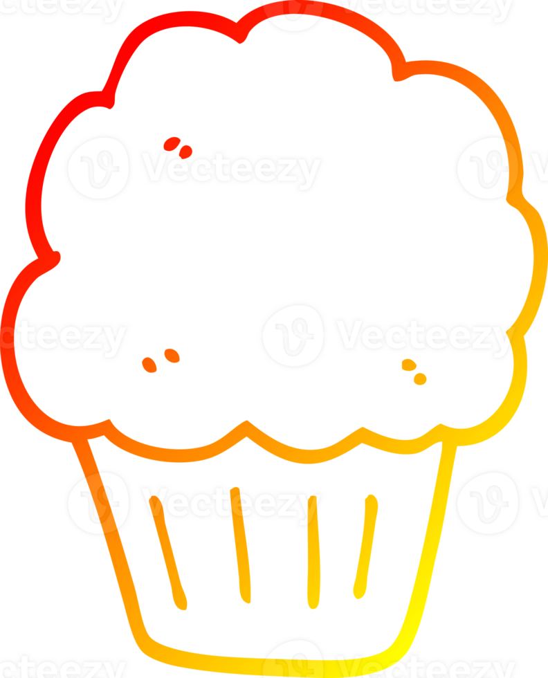 warm gradient line drawing of a cartoon cupcake png