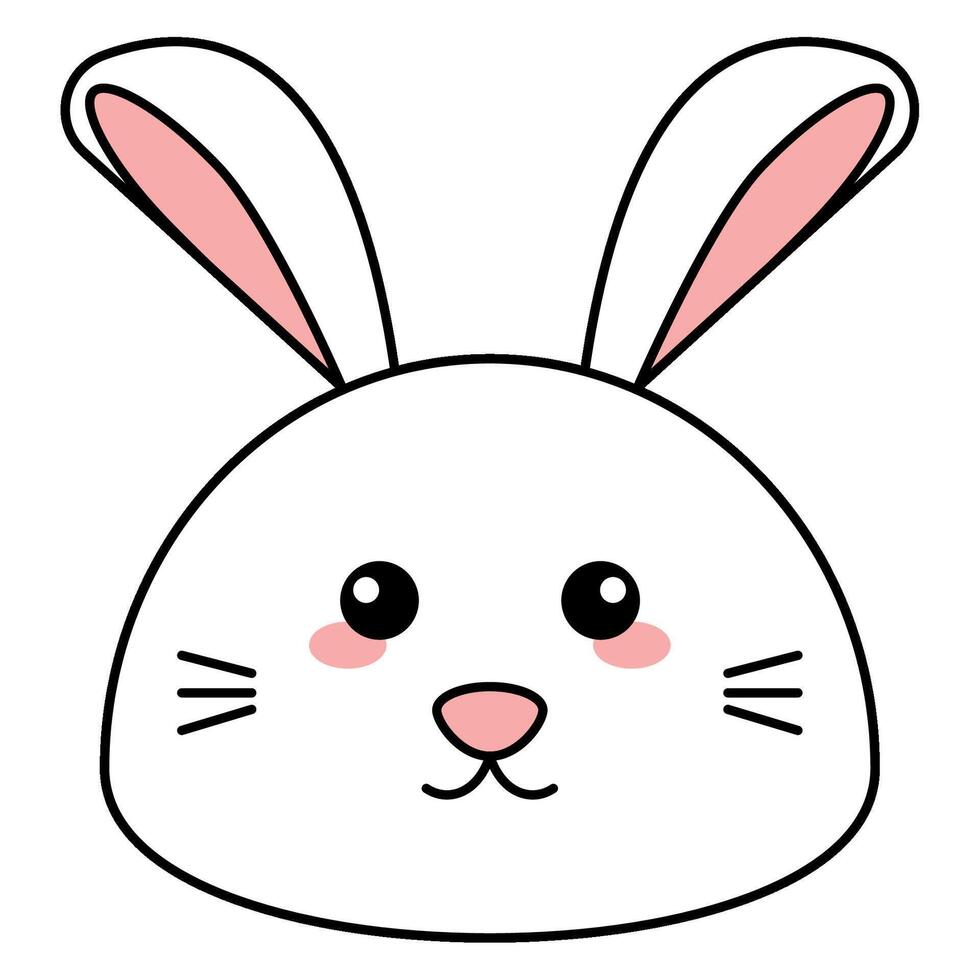 Cute kawaii rabbit emoji icon vector