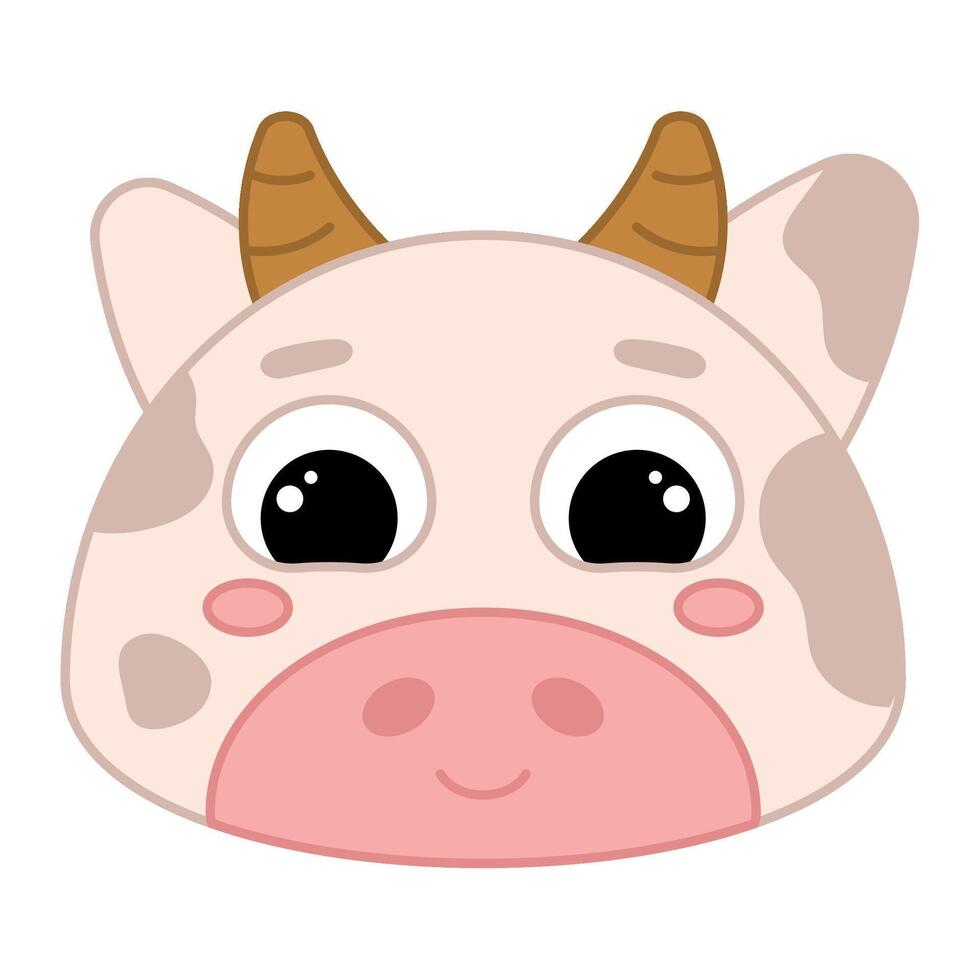 Cute kawaii cow emoji icon vector