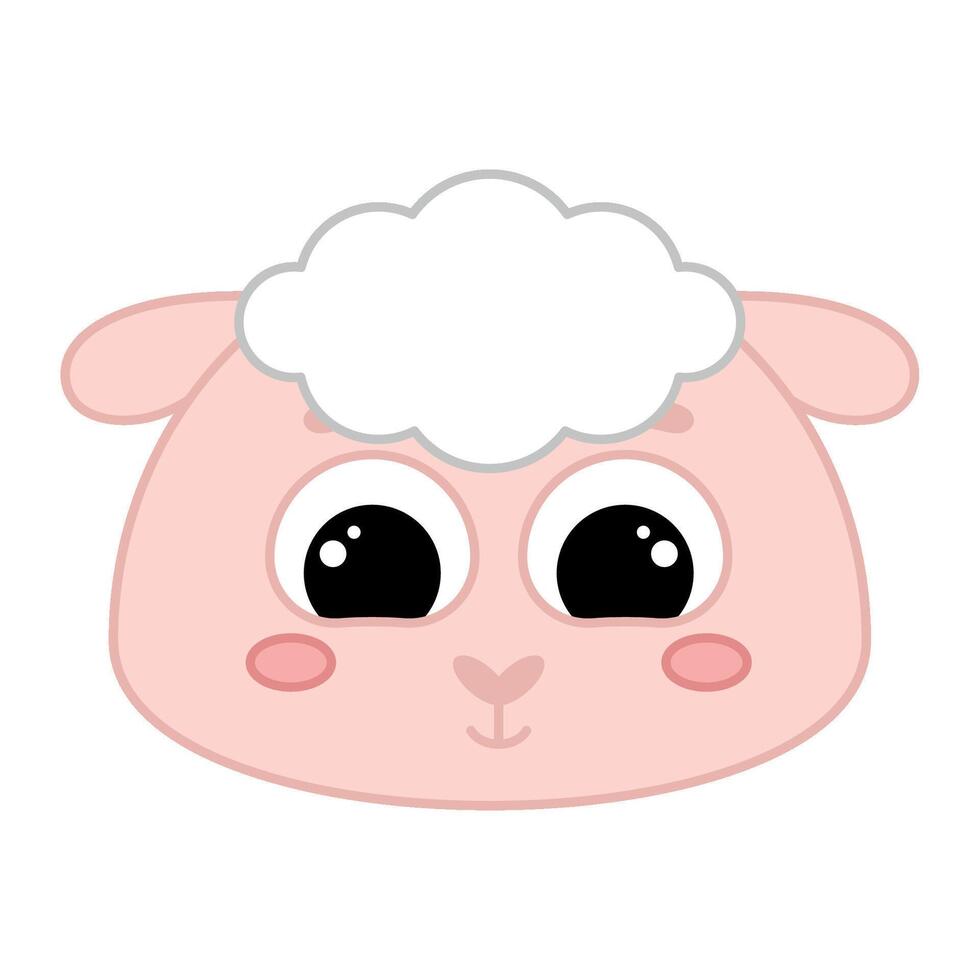 Cute kawaii sheep emoji icon vector