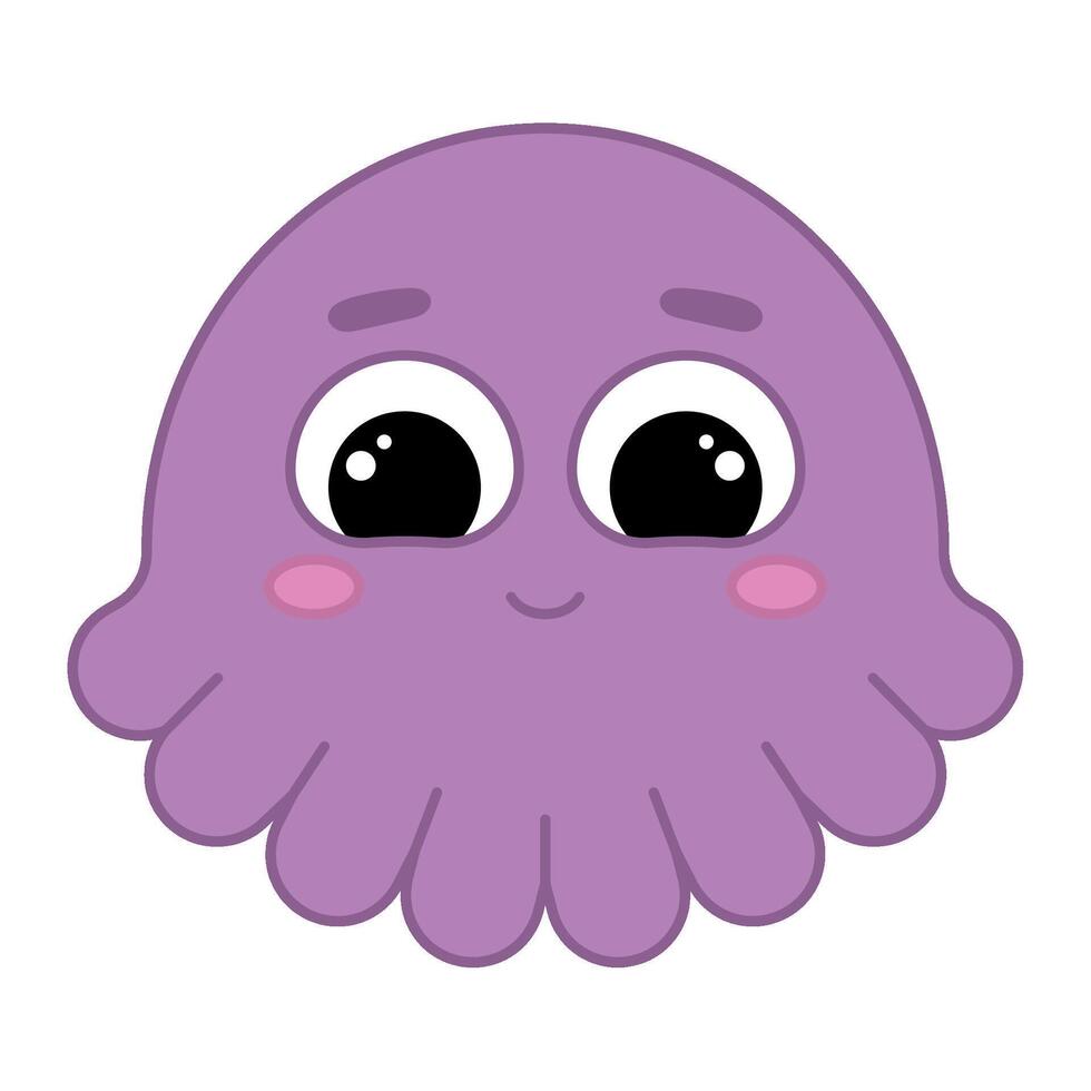 Cute kawaii octopus emoji icon vector