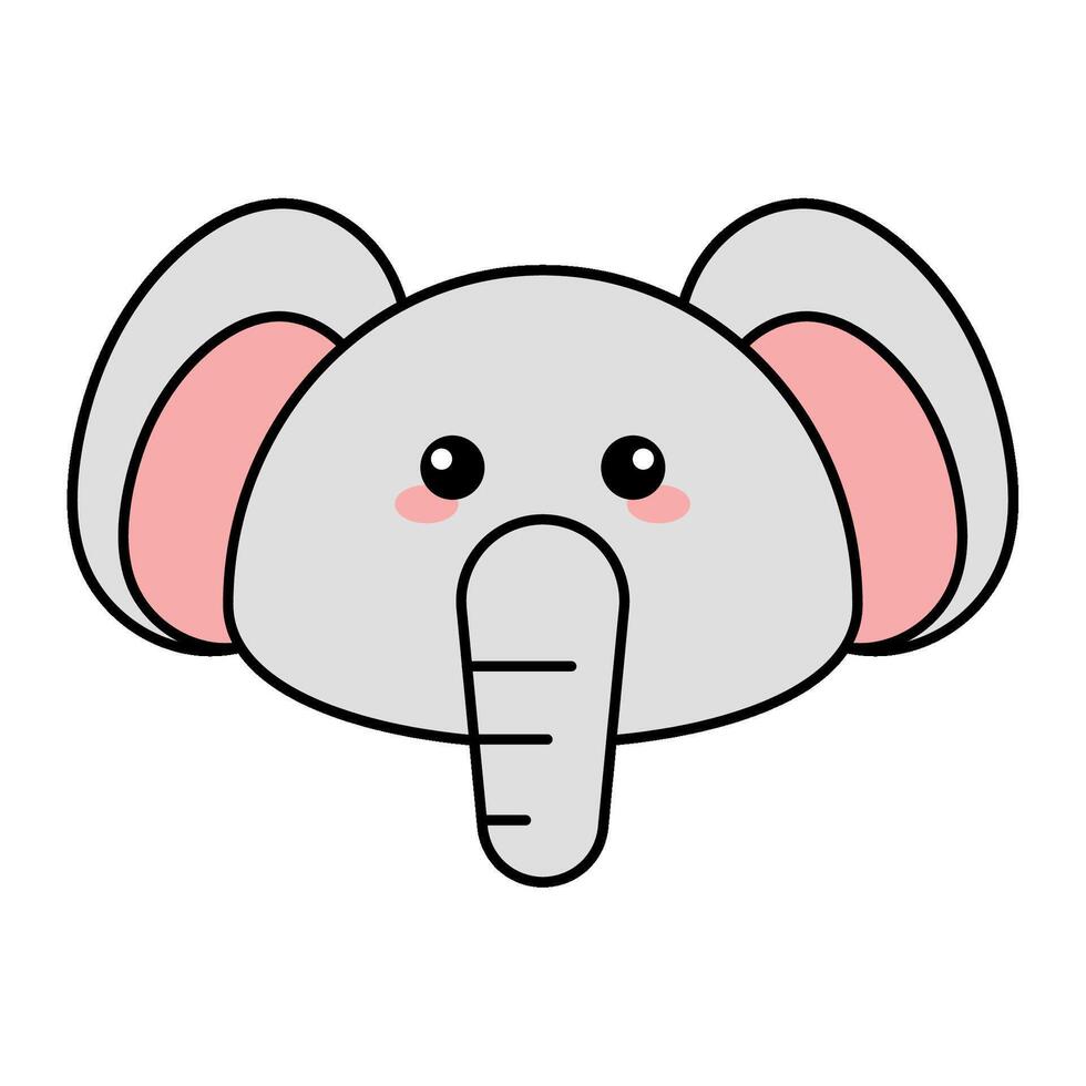 linda kawaii elefante emoji icono vector
