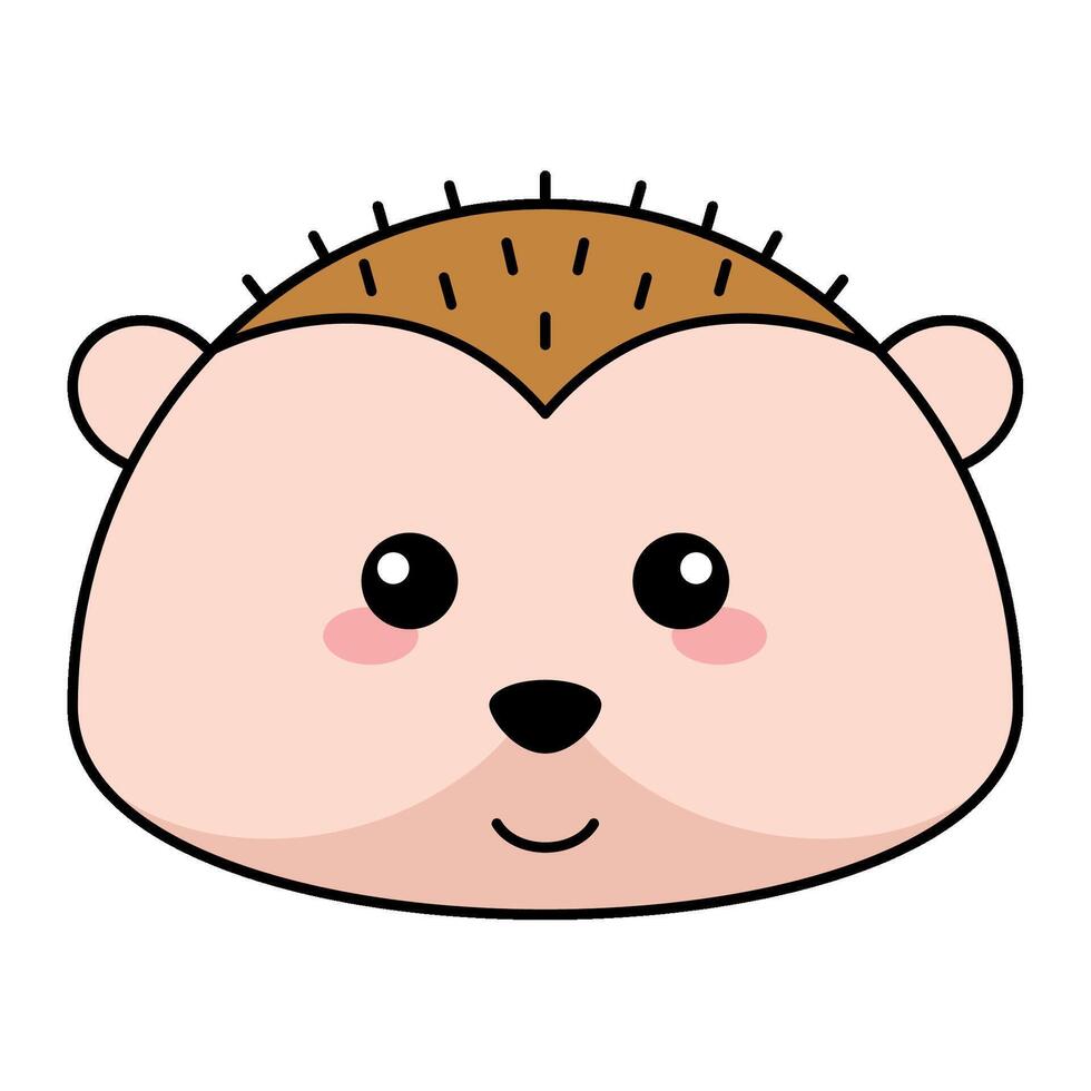 linda kawaii puerco espín emoji icono vector