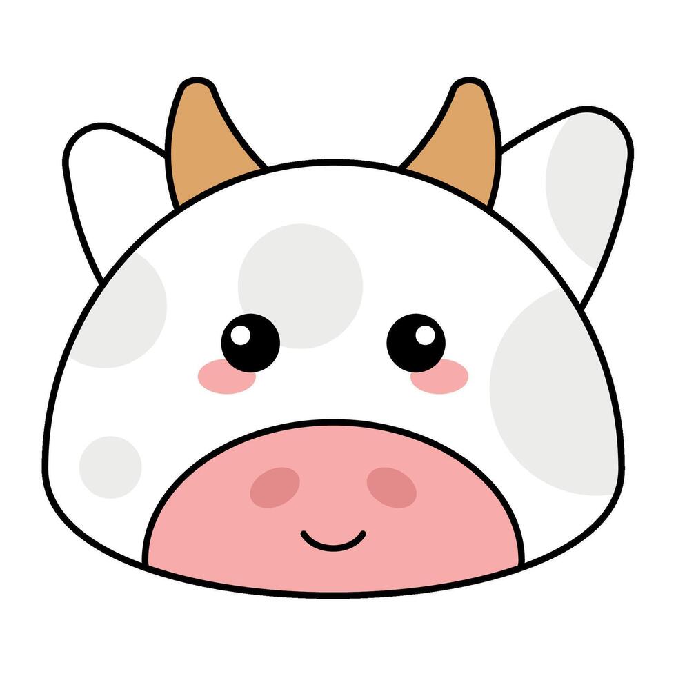 linda kawaii vaca emoji icono vector