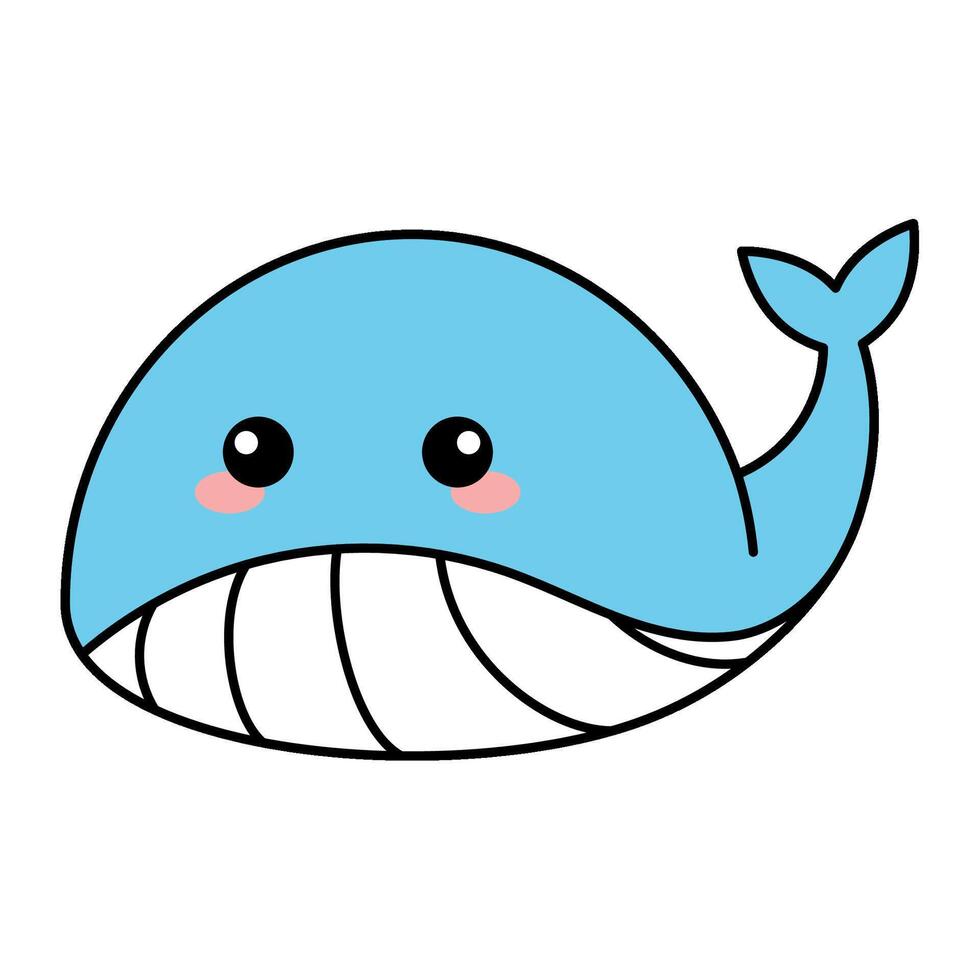 Cute kawaii whale emoji icon vector