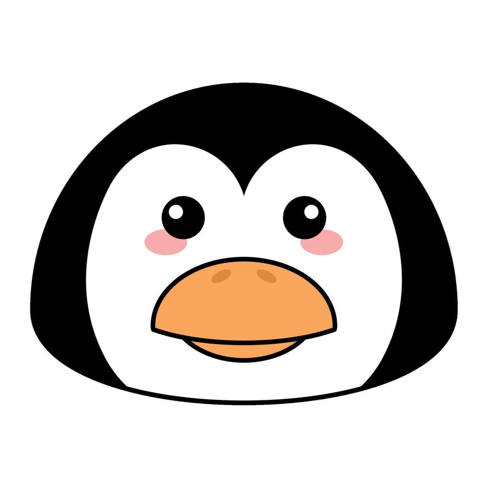 Cute kawaii penguin emoji icon vector