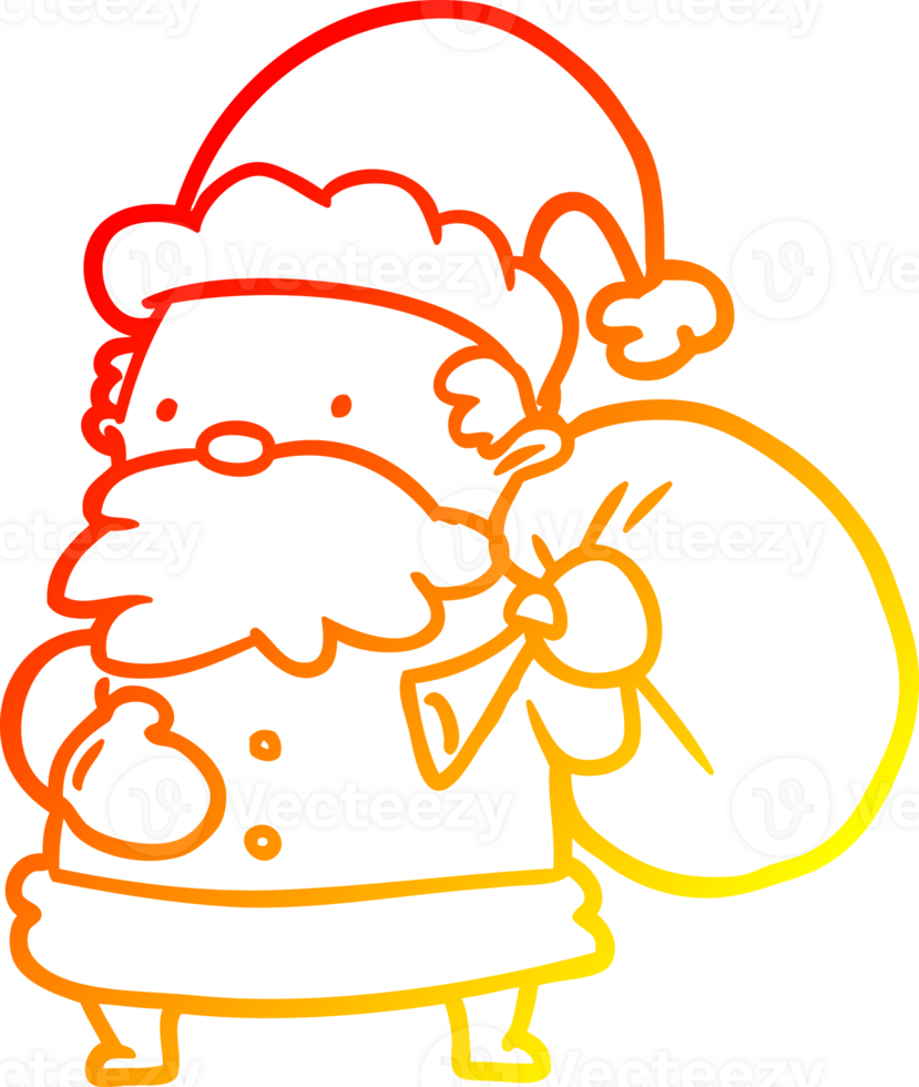 warm gradient line drawing of a santa claus png