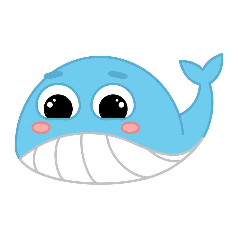 Cute kawaii whale emoji icon vector