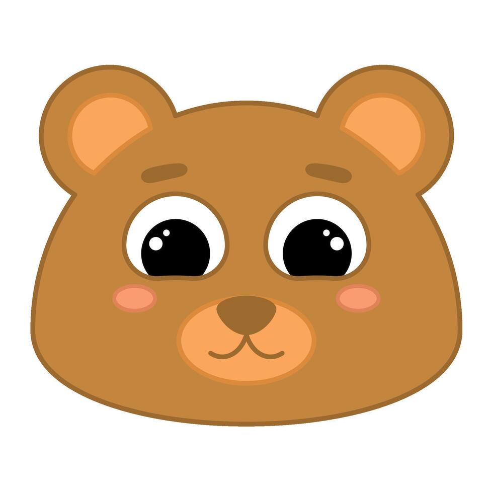 Cute kawaii bear emoji icon vector
