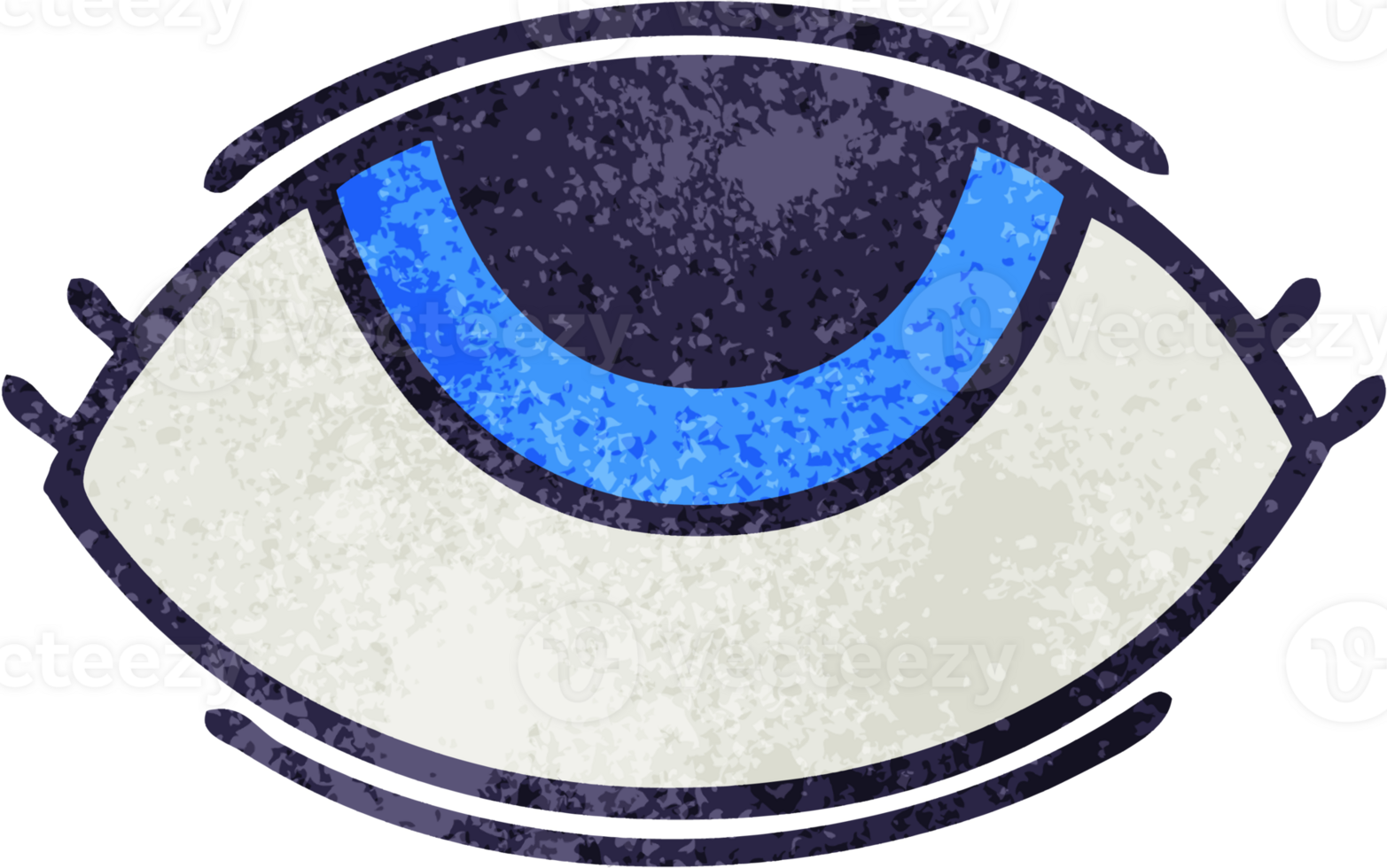 retro grunge texture cartoon of a eye looking up png