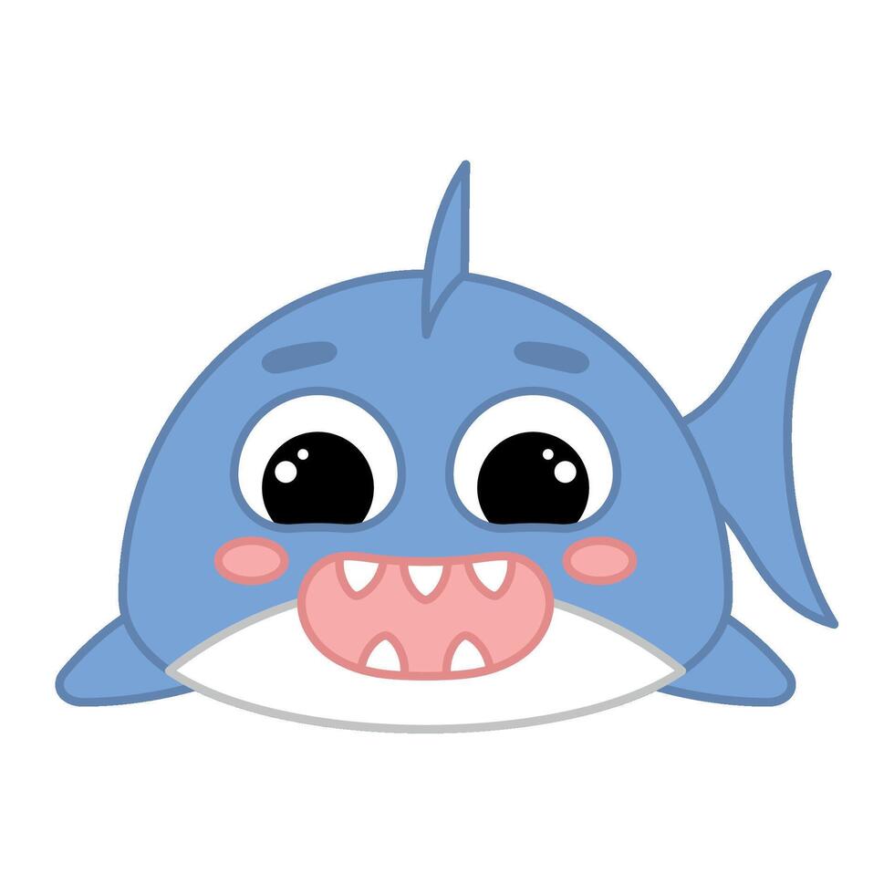 Cute kawaii shark emoji icon vector