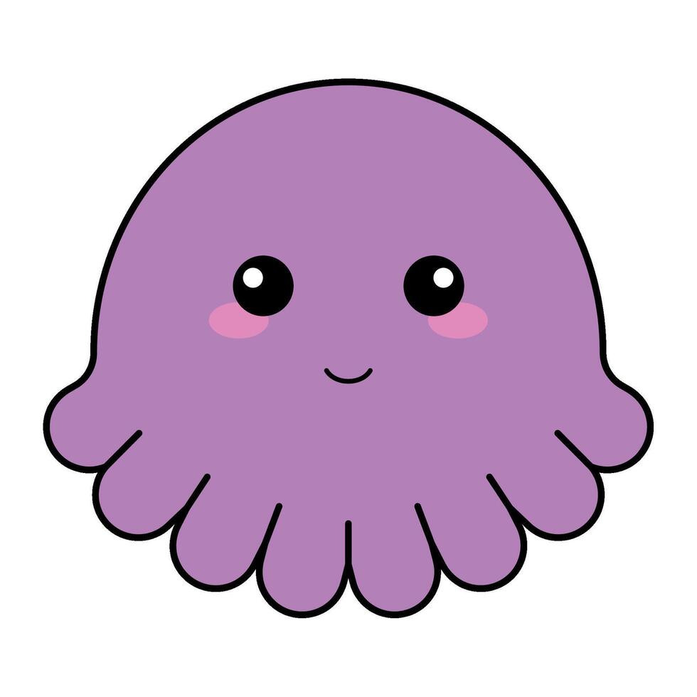 Cute kawaii octopus emoji icon vector