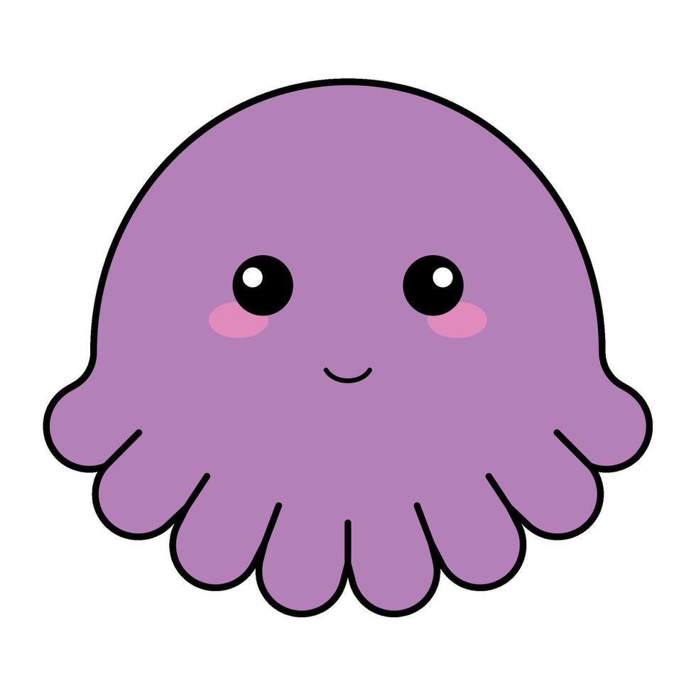 Cute kawaii octopus emoji icon vector