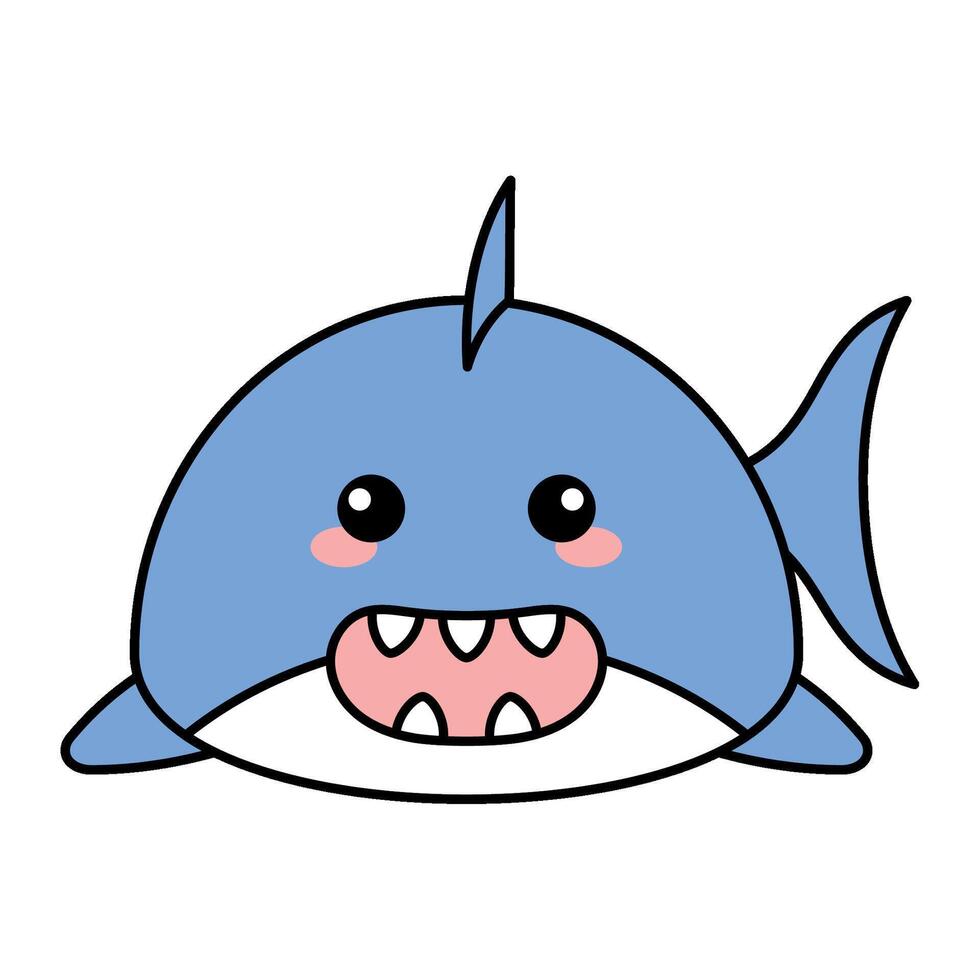 Cute kawaii shark emoji icon vector