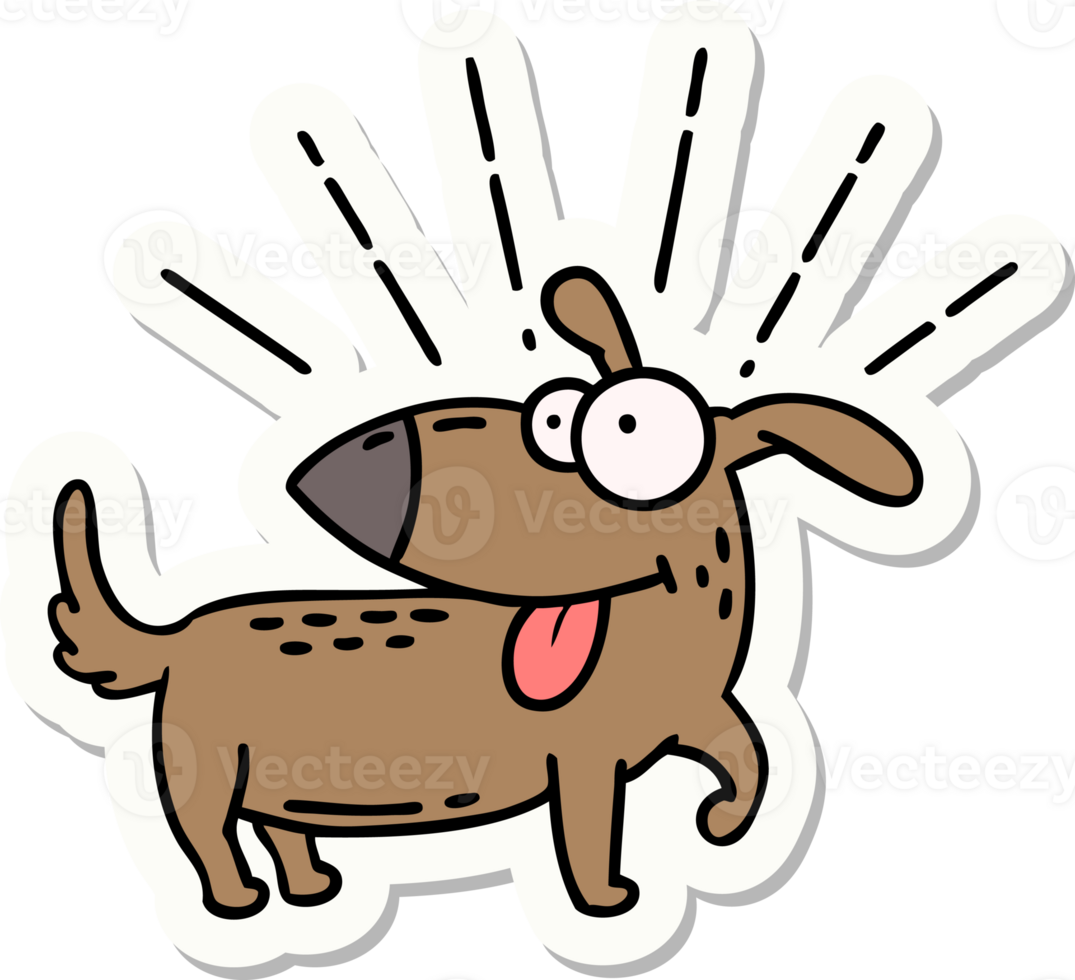 sticker of a tattoo style happy dog png