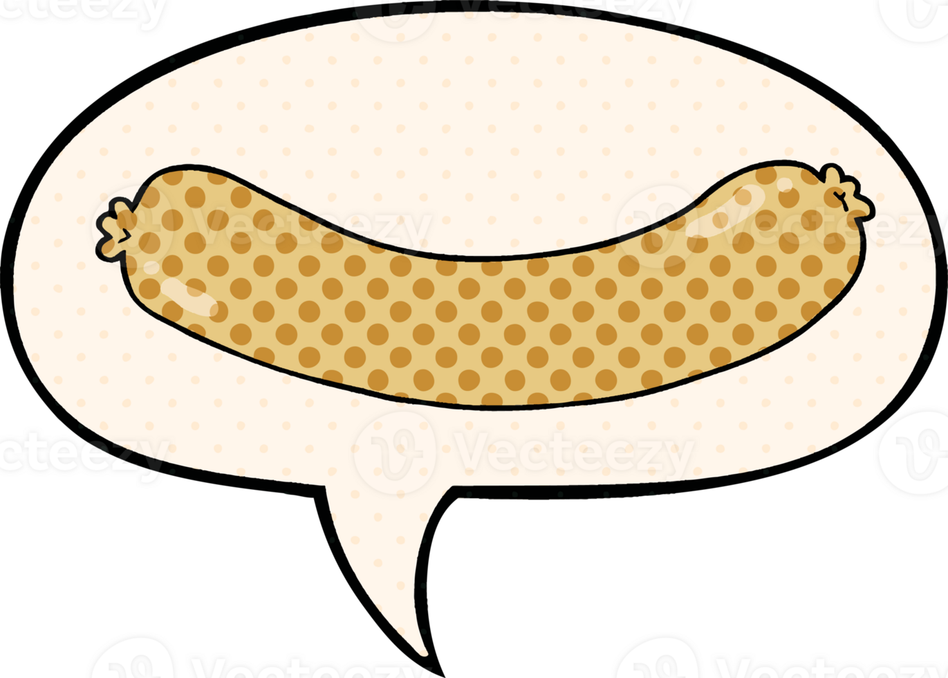 cartoon sausage with speech bubble in comic book style png