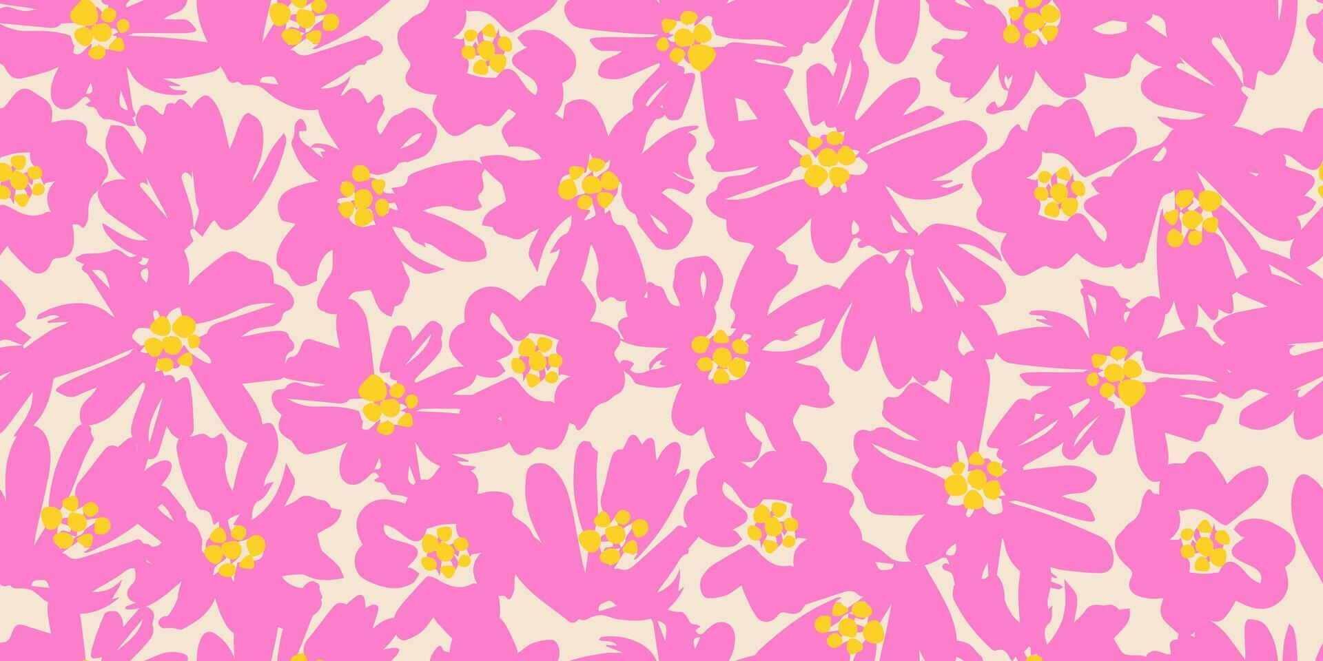 exótico mano dibujado flores, sin costura patrones con floral para tela, textiles, ropa, envase papel, cubrir, bandera, hogar decoración, resumen antecedentes. vector