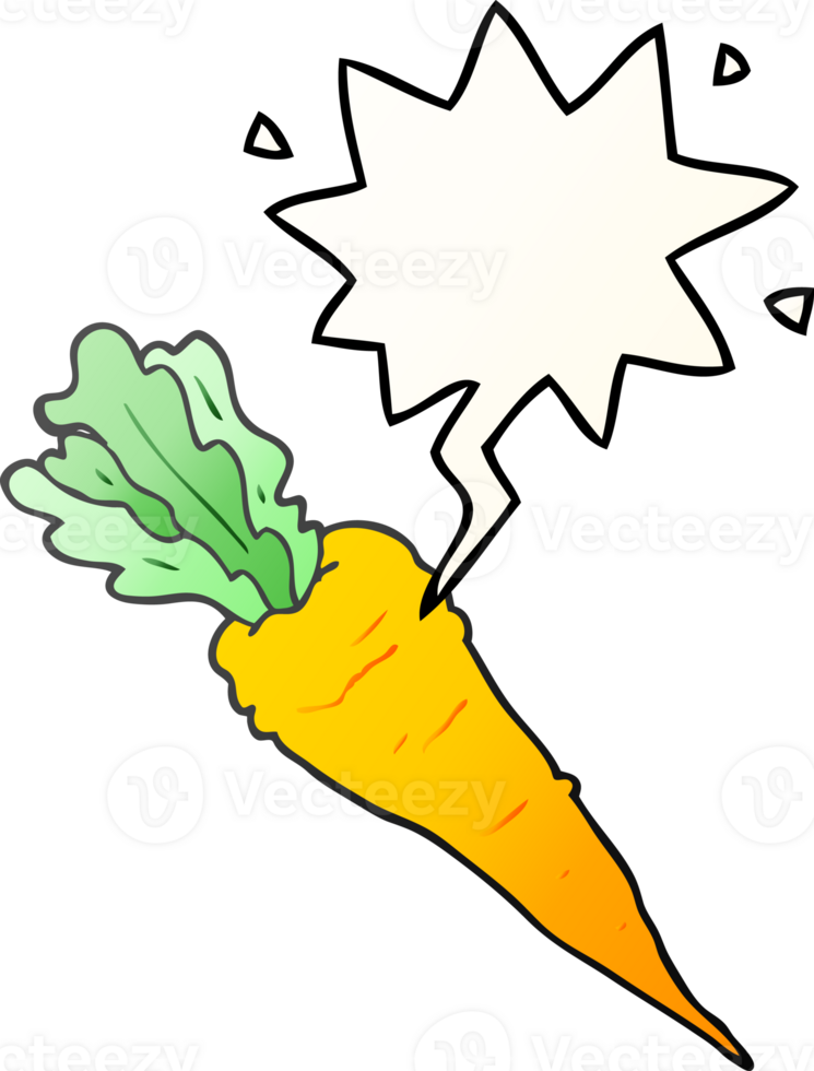 cartoon carrot with speech bubble in smooth gradient style png