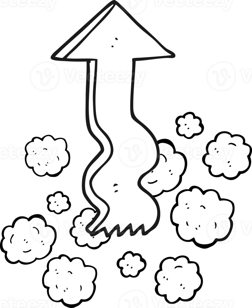 hand drawn black and white cartoon pointing arrow png