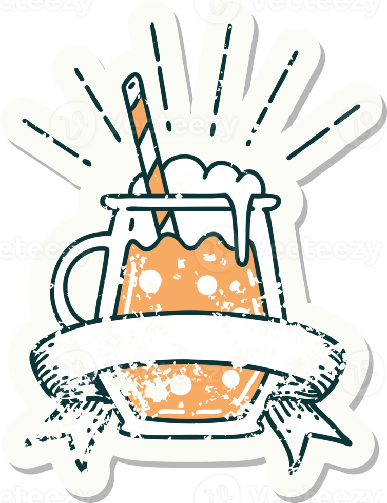 worn old sticker of a tattoo style ginger beer png