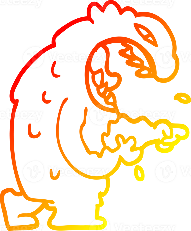 warm gradient line drawing of a cartoon halloween monster png