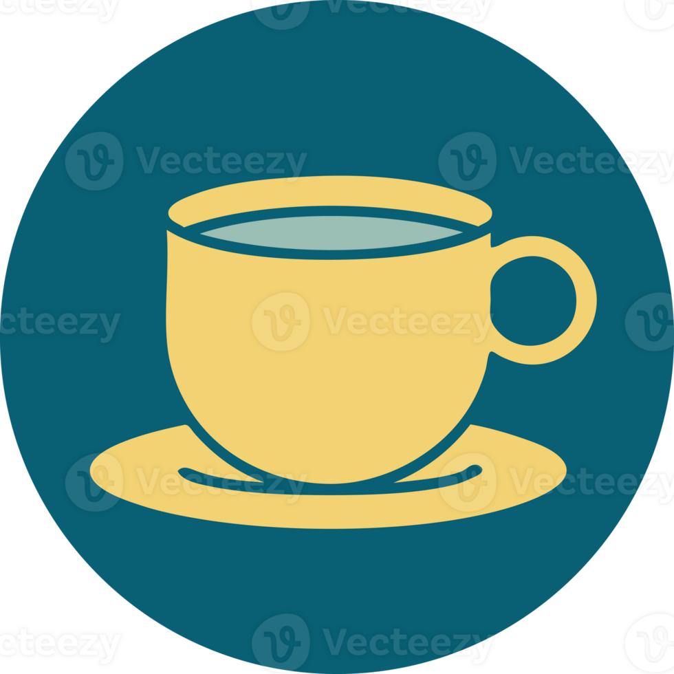 iconic tattoo style image of a cup of coffee png