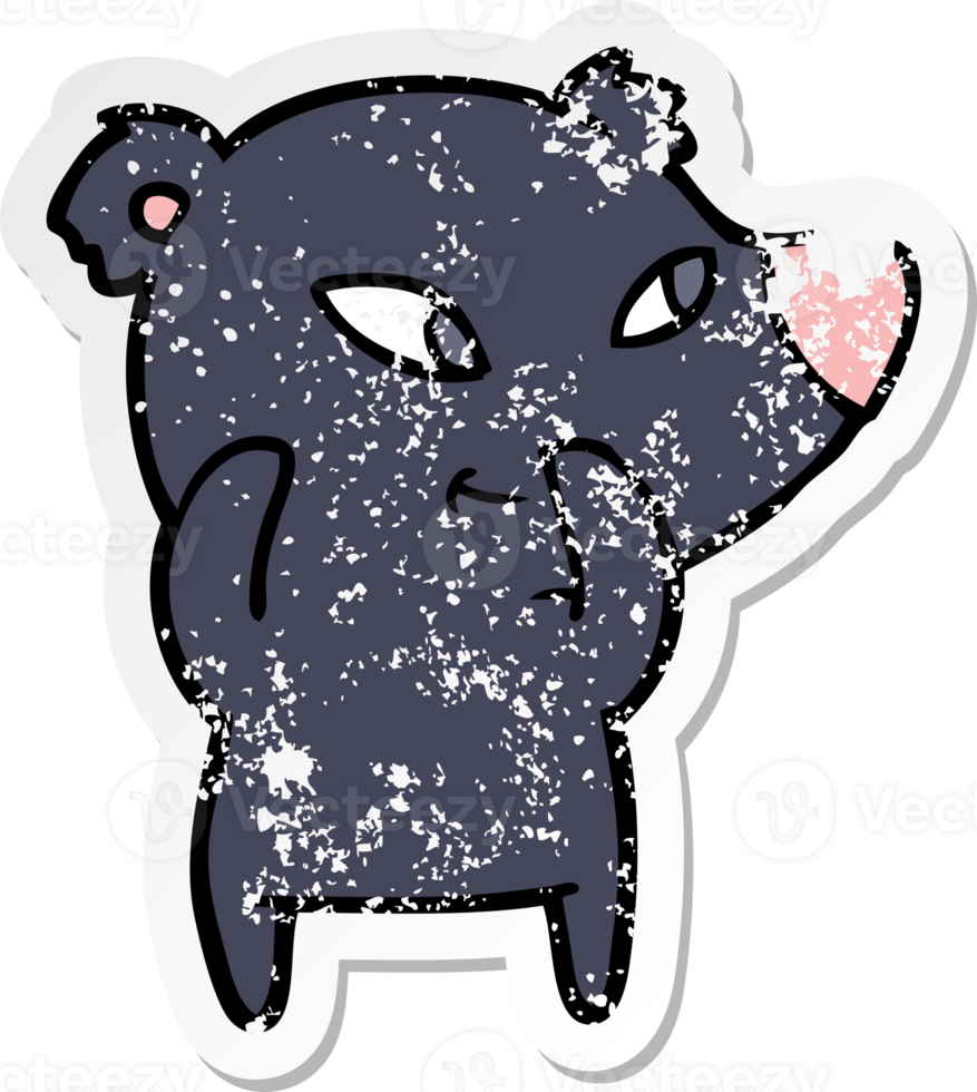 distressed sticker of a cute cartoon bear png