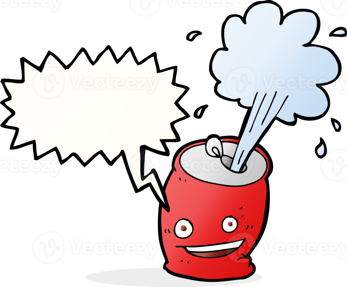 cartoon fizzing soda can with speech bubble png
