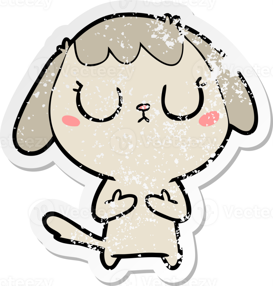 distressed sticker of a cute cartoon dog png
