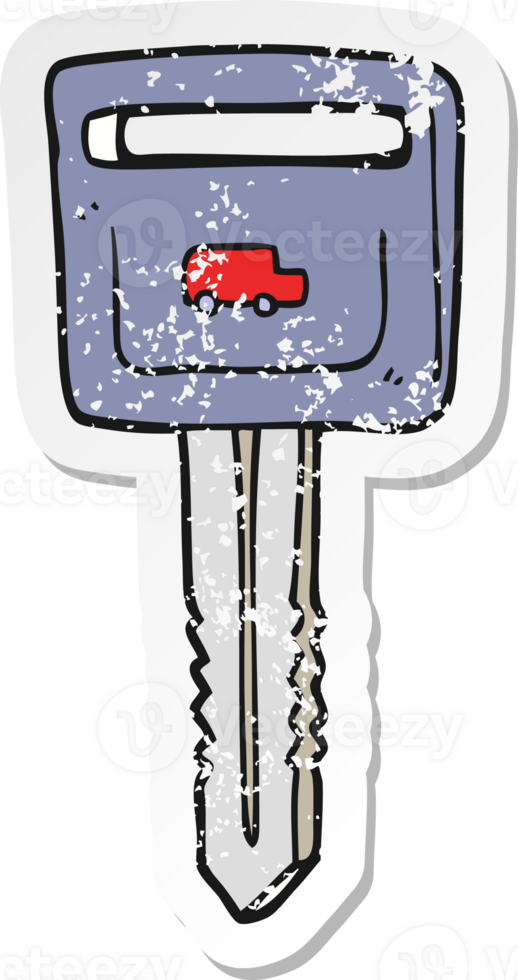 retro distressed sticker of a cartoon car key png