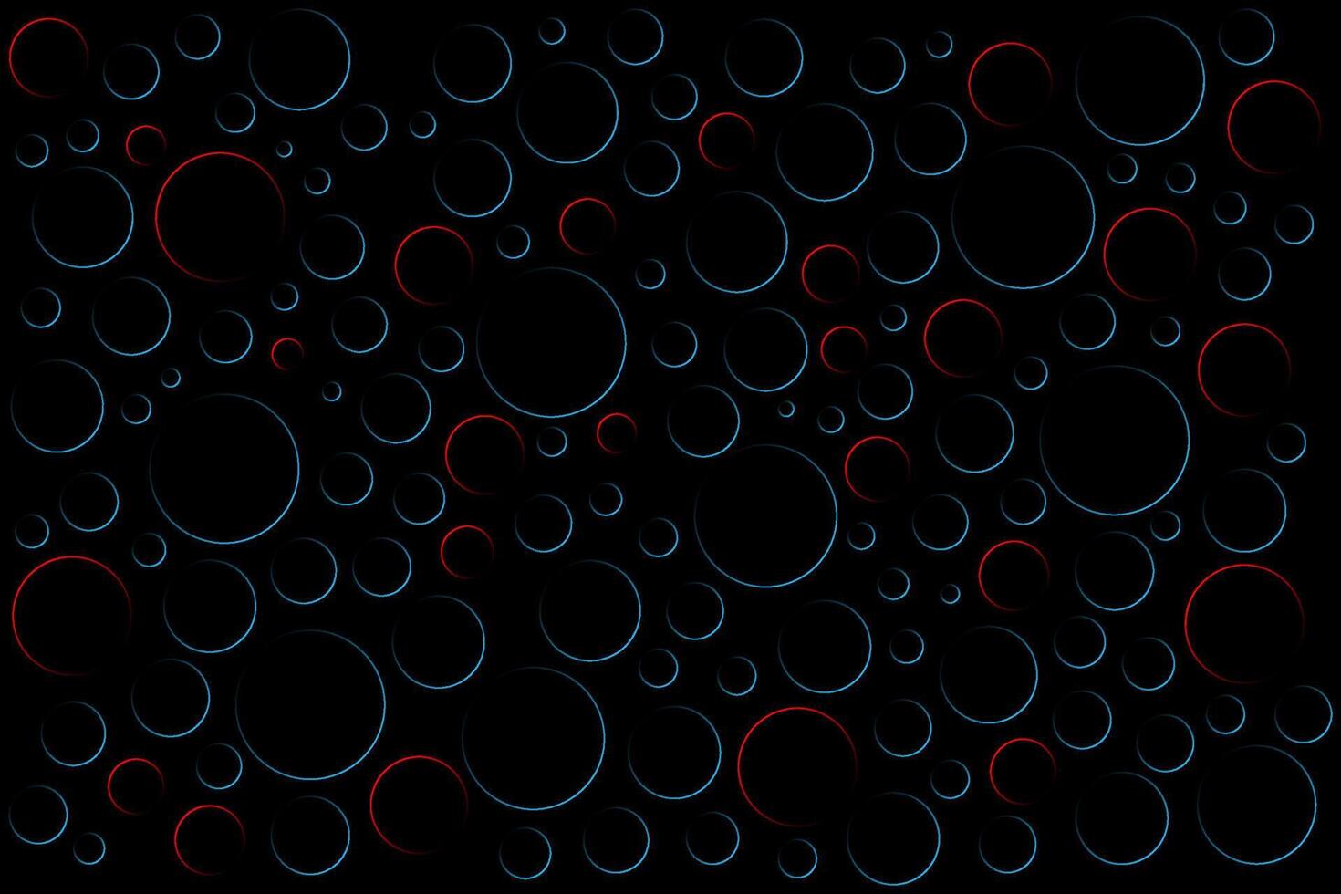 Black abstract background with incomplete red and blue rings, modern simple circular illustration vector