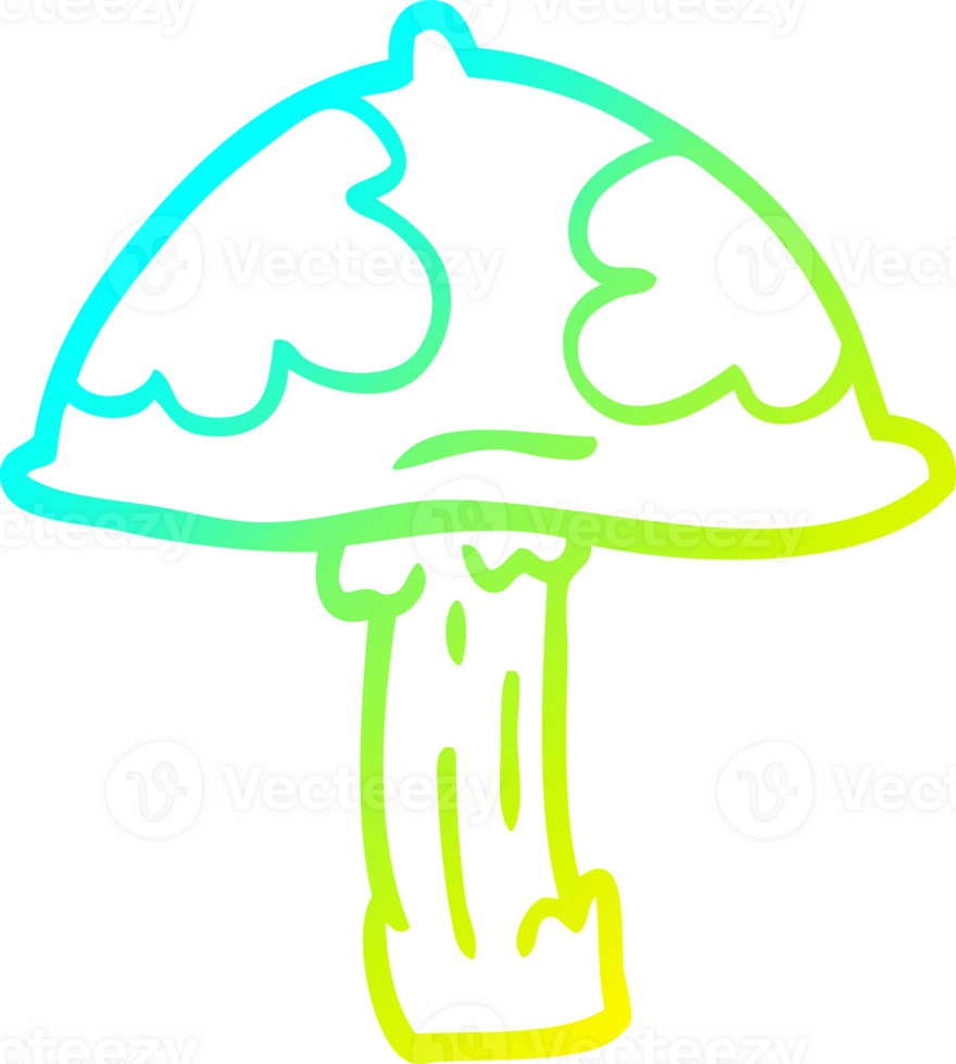 cold gradient line drawing of a cartoon wild mushroom png