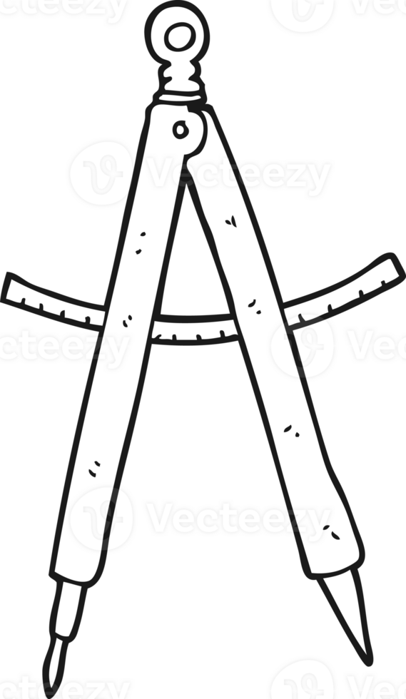 Hand gezeichnet schwarz und Weiß Karikatur Kompass png