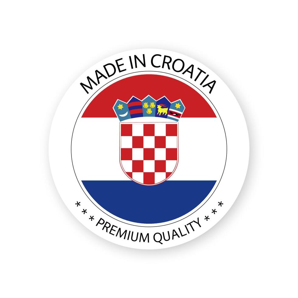Modern Made in Croatia label isolated on white background, simple sticker with Croatian colors, premium quality stamp design, flag of Croatia vector