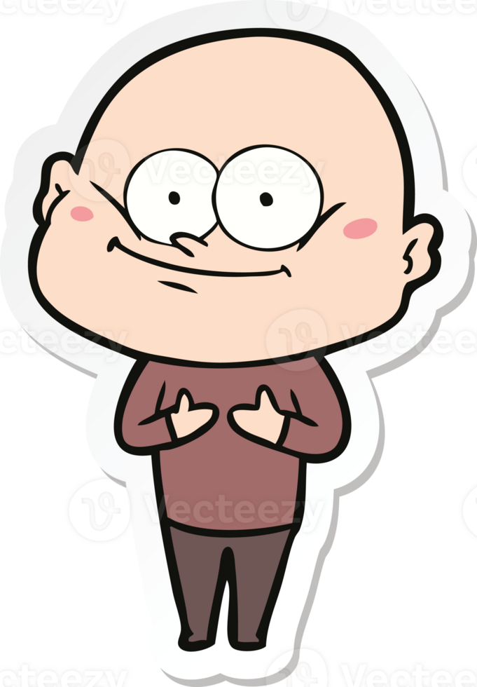 sticker of a cartoon bald man staring png
