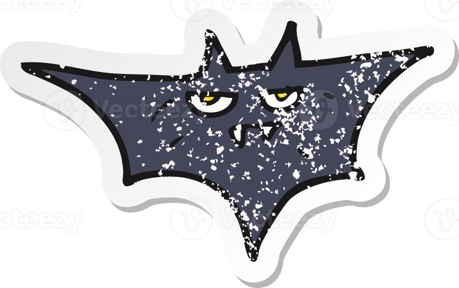 retro distressed sticker of a cartoon halloween bat png