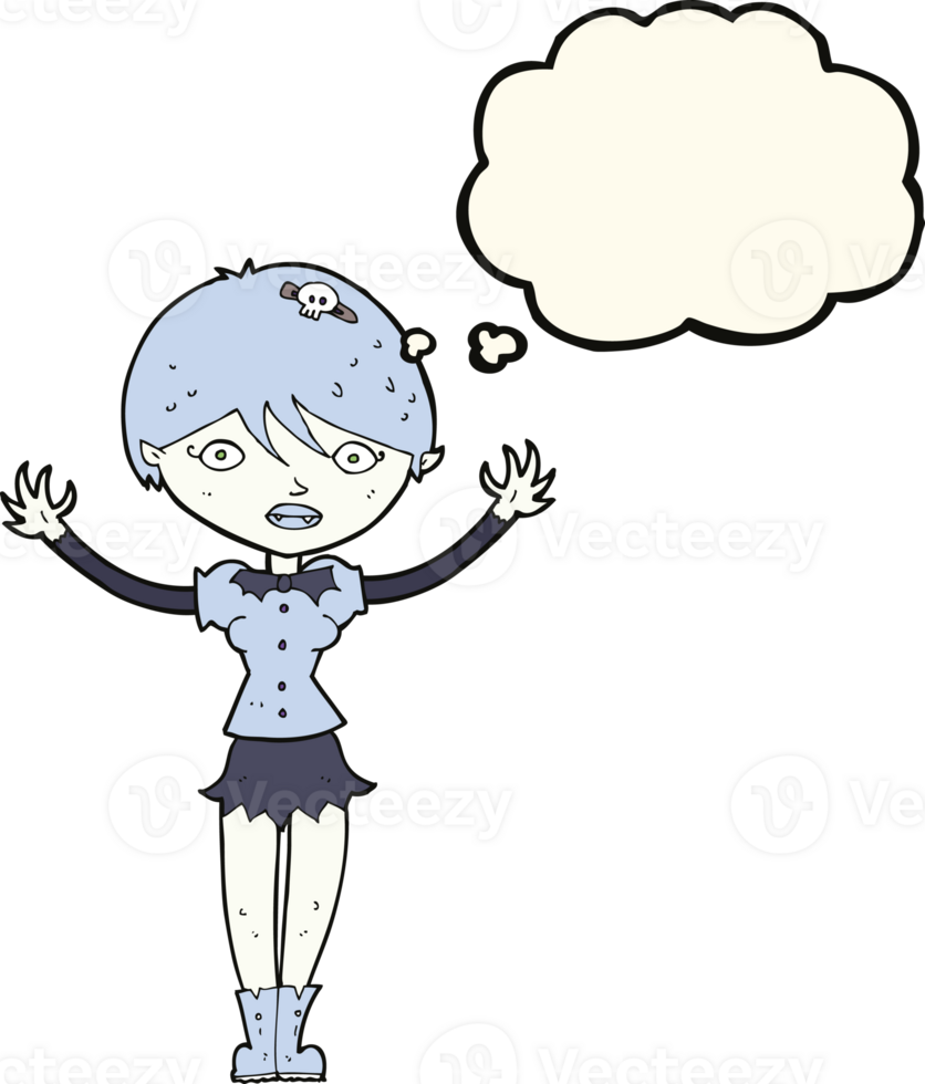 cartoon vampire girl with thought bubble png