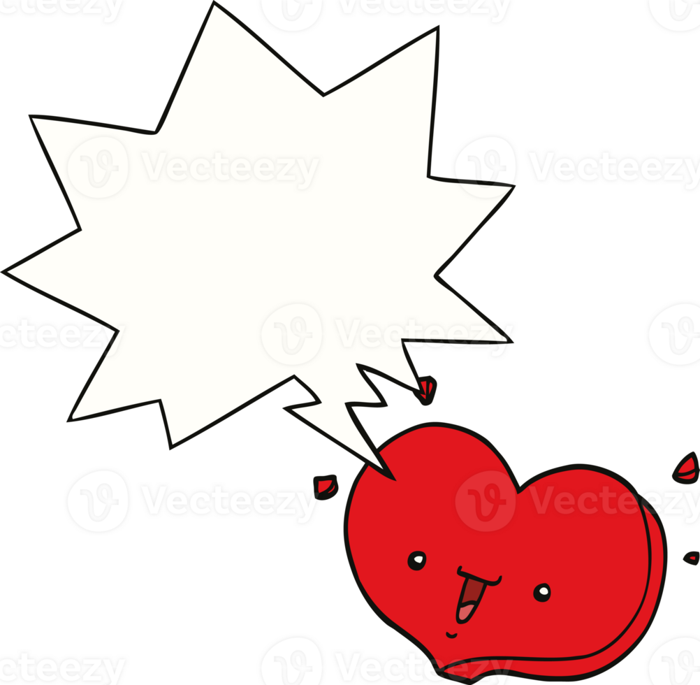 cartoon happy love heart with speech bubble png