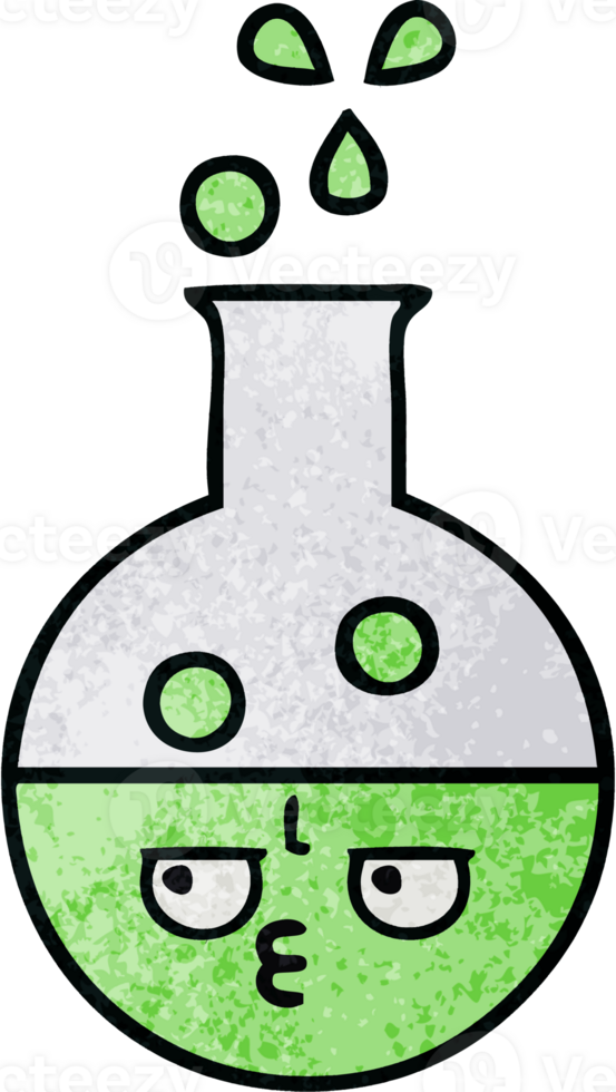 retro grunge texture cartoon of a test tube png
